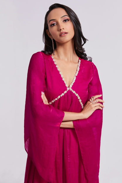 Pink Colour Pure Organza Indo Western Dress VSTP1080911