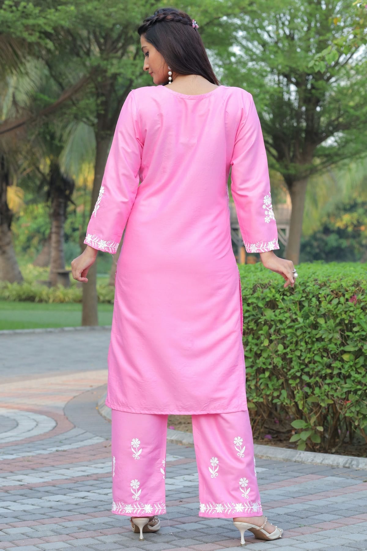 Pink Colour Rayon Kurta And Pant Set VSKR1111301