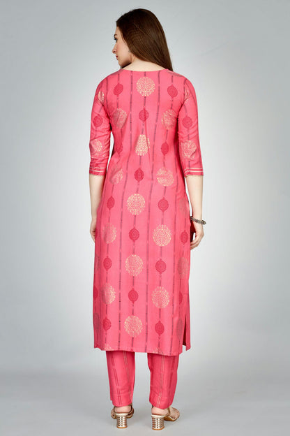 Pink Colour Rayon Kurta And Pant Set VSKR1111315