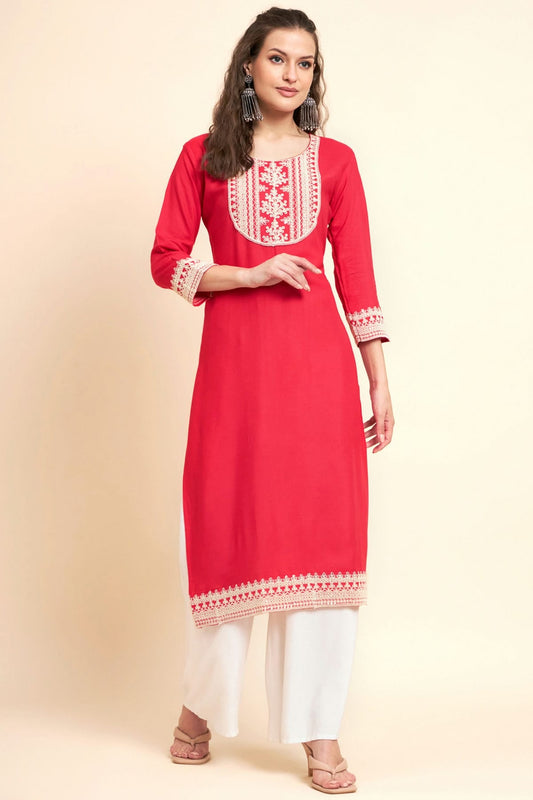 Pink Colour Rayon Kurti