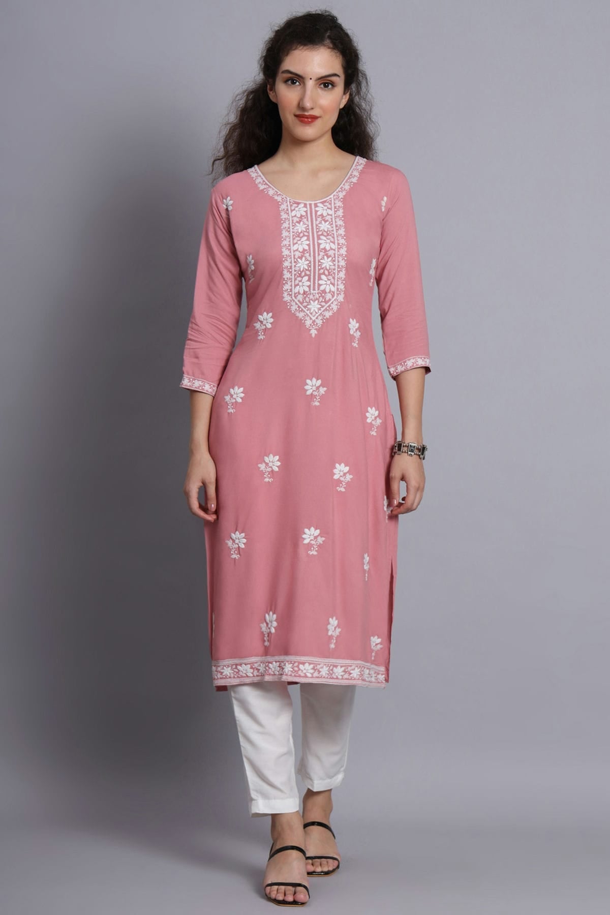 Pink Colour Rayon Kurti