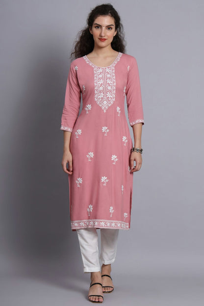Pink Colour Rayon Kurti