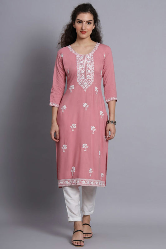 Pink Colour Rayon Kurti