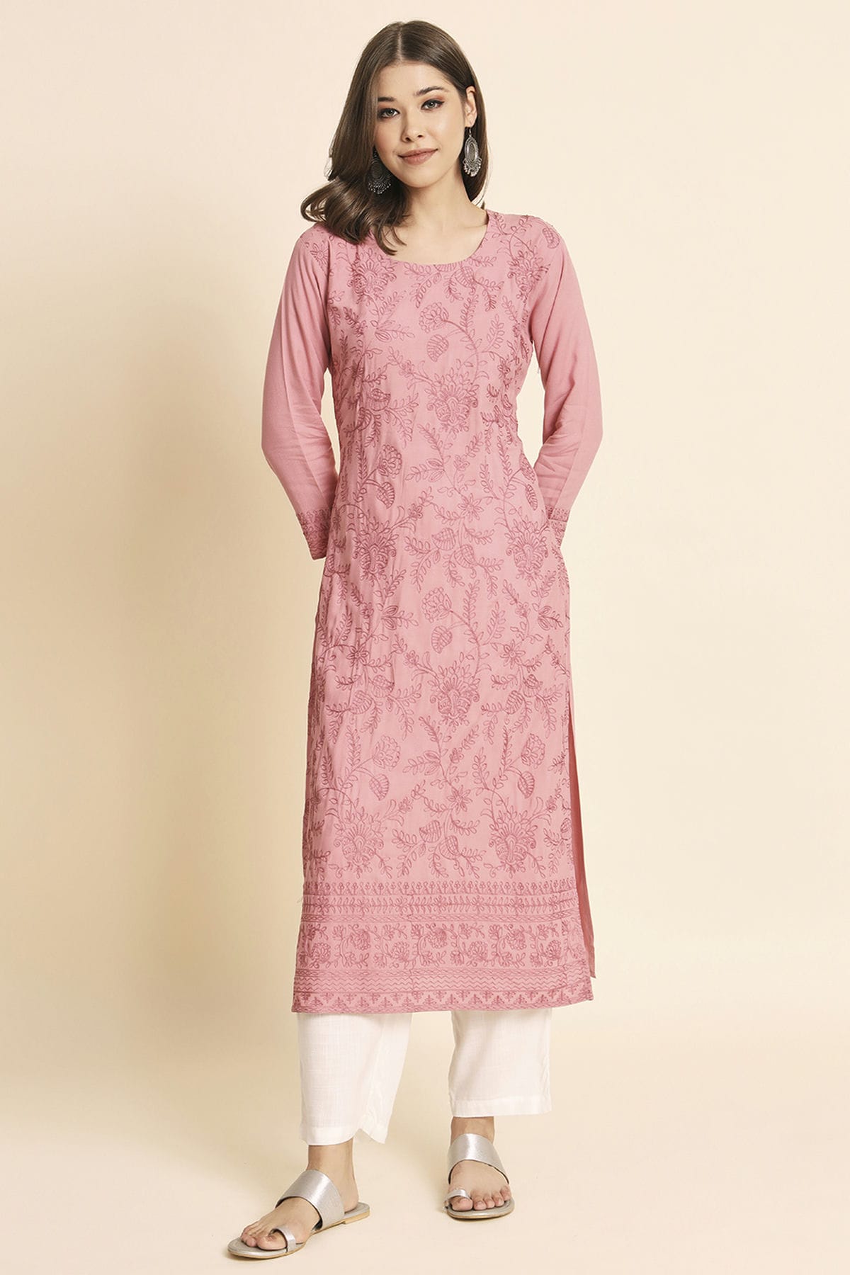Pink Colour Rayon Kurti