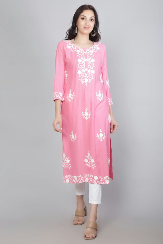 Pink Colour Rayon Kurti