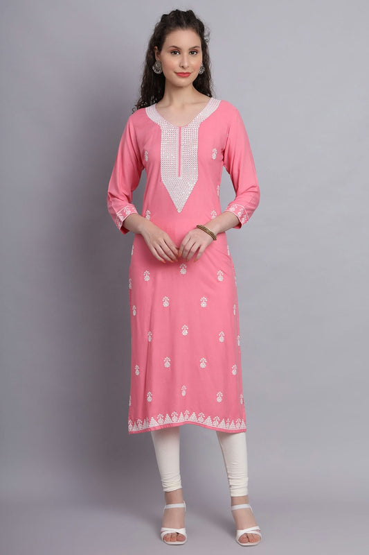 Pink Colour Rayon Kurti