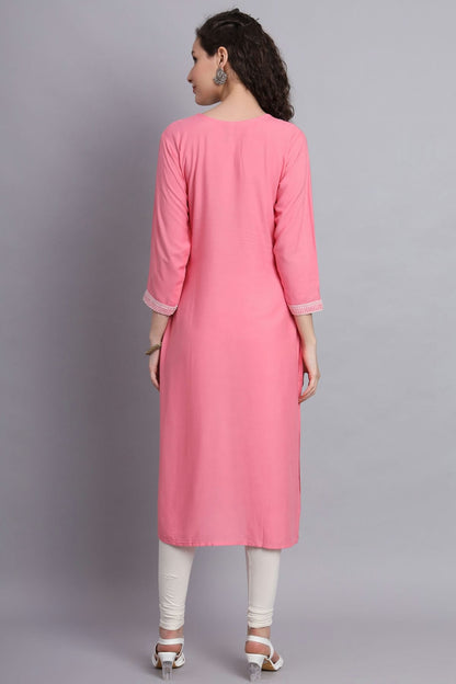 Pink Colour Rayon Kurti VSKR1111154