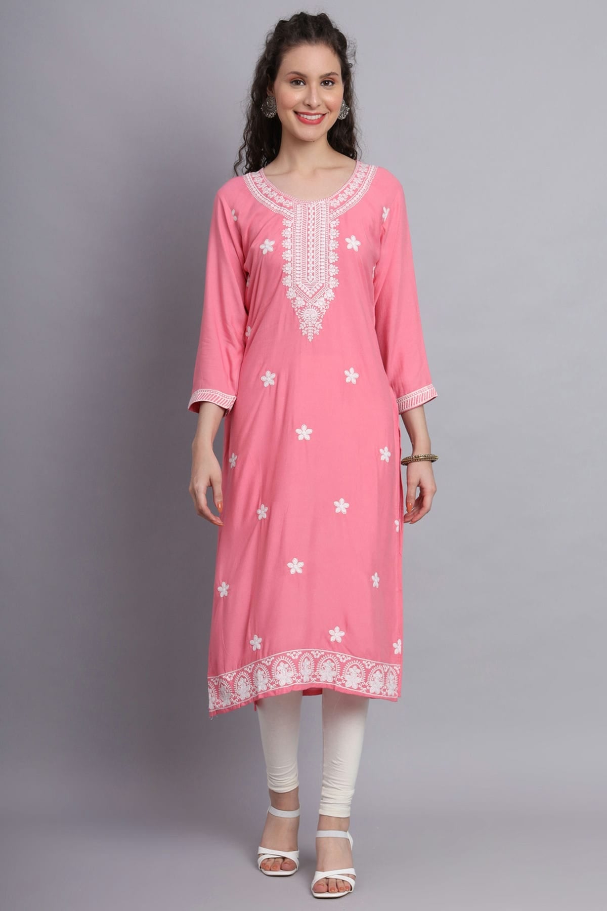 Pink Colour Rayon Kurti