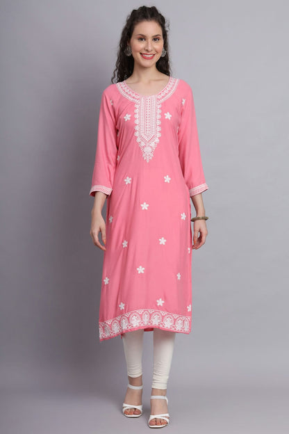 Pink Colour Rayon Kurti