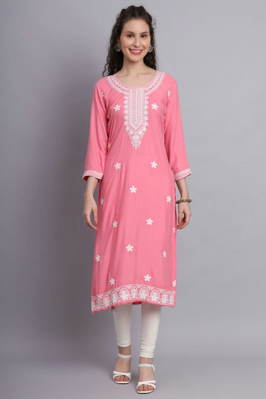 Pink Colour Rayon Kurti