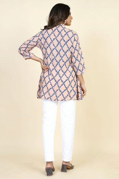 Pink Colour Rayon Printed Work Readymade Top VSTP1110747