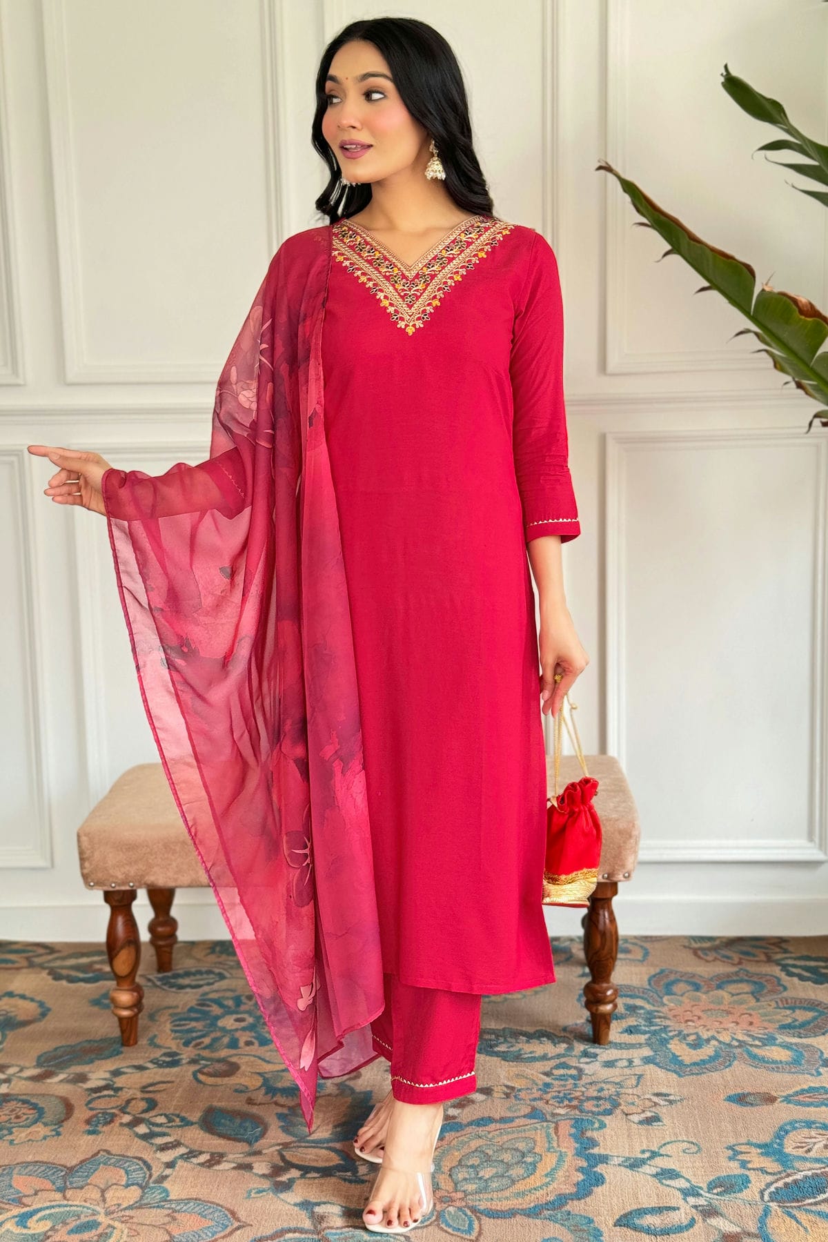 Pink Colour Rayon Stitched Salwar Suit