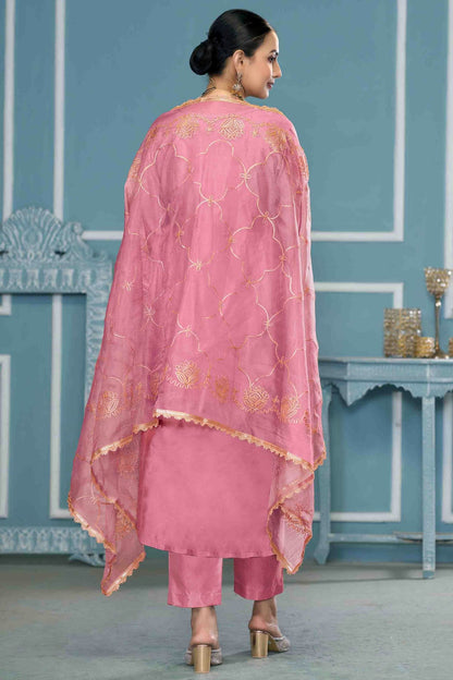 Pink Colour Roman Cotton Pant Style Suit VSSM1113270
