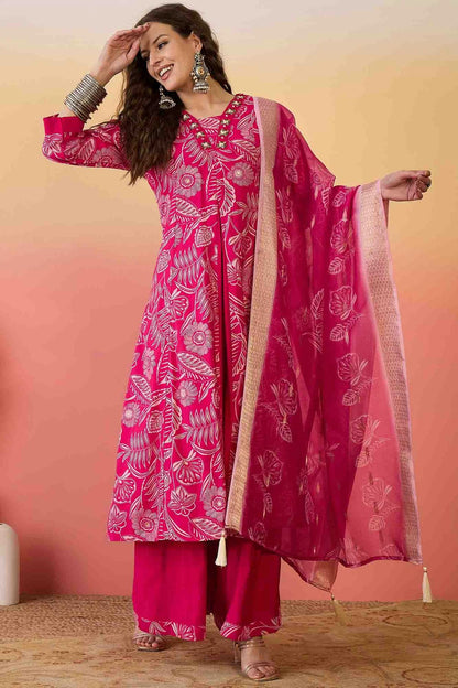 Pink Colour Roman Silk Stitched Palazzo Pant Suit VSSS1113928