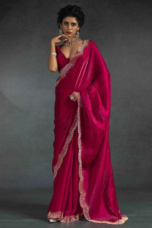 Pink Colour Satin Silk Designer Saree VSSD1122009