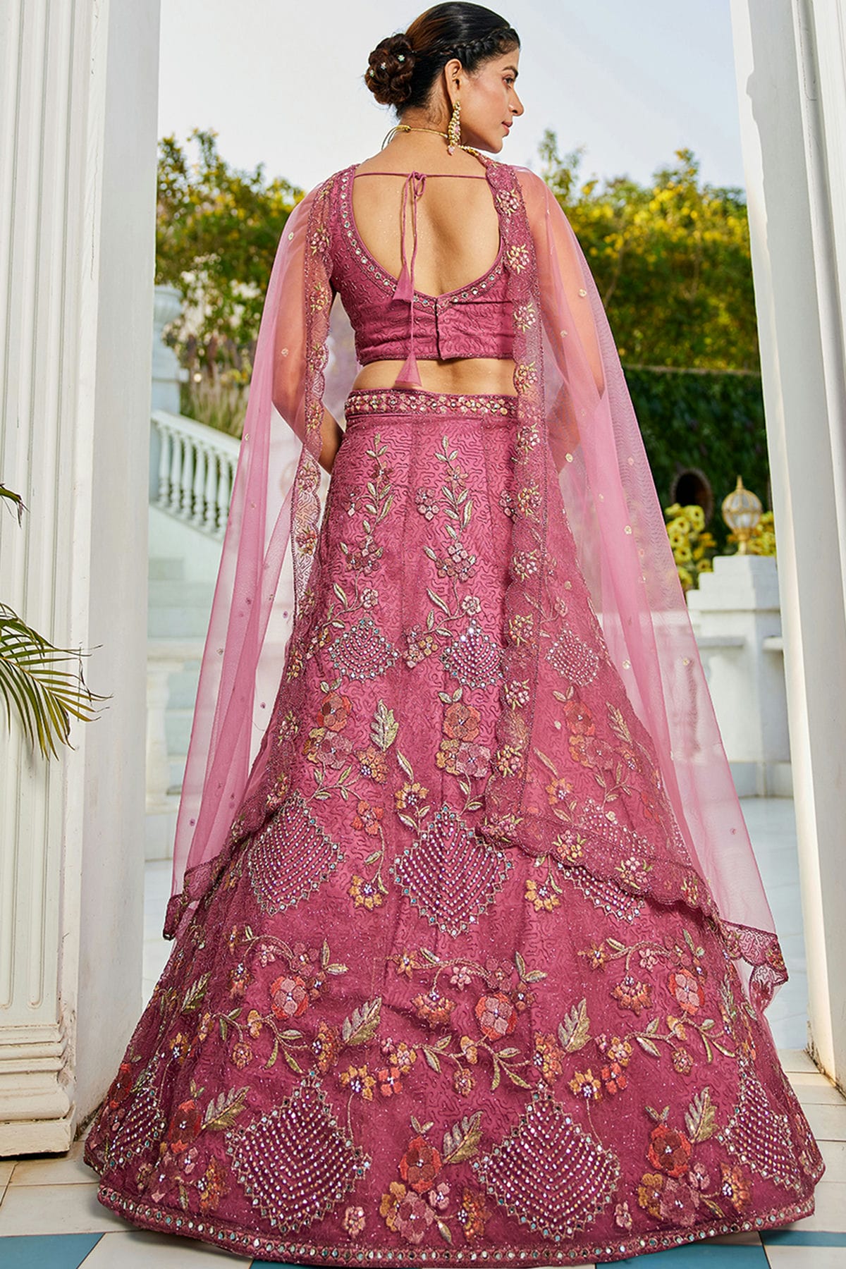 Pink Colour Semi Stitched Net Lehenga Choli VSLC1112534