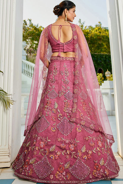 Pink Colour Semi Stitched Net Lehenga Choli VSLC1112534