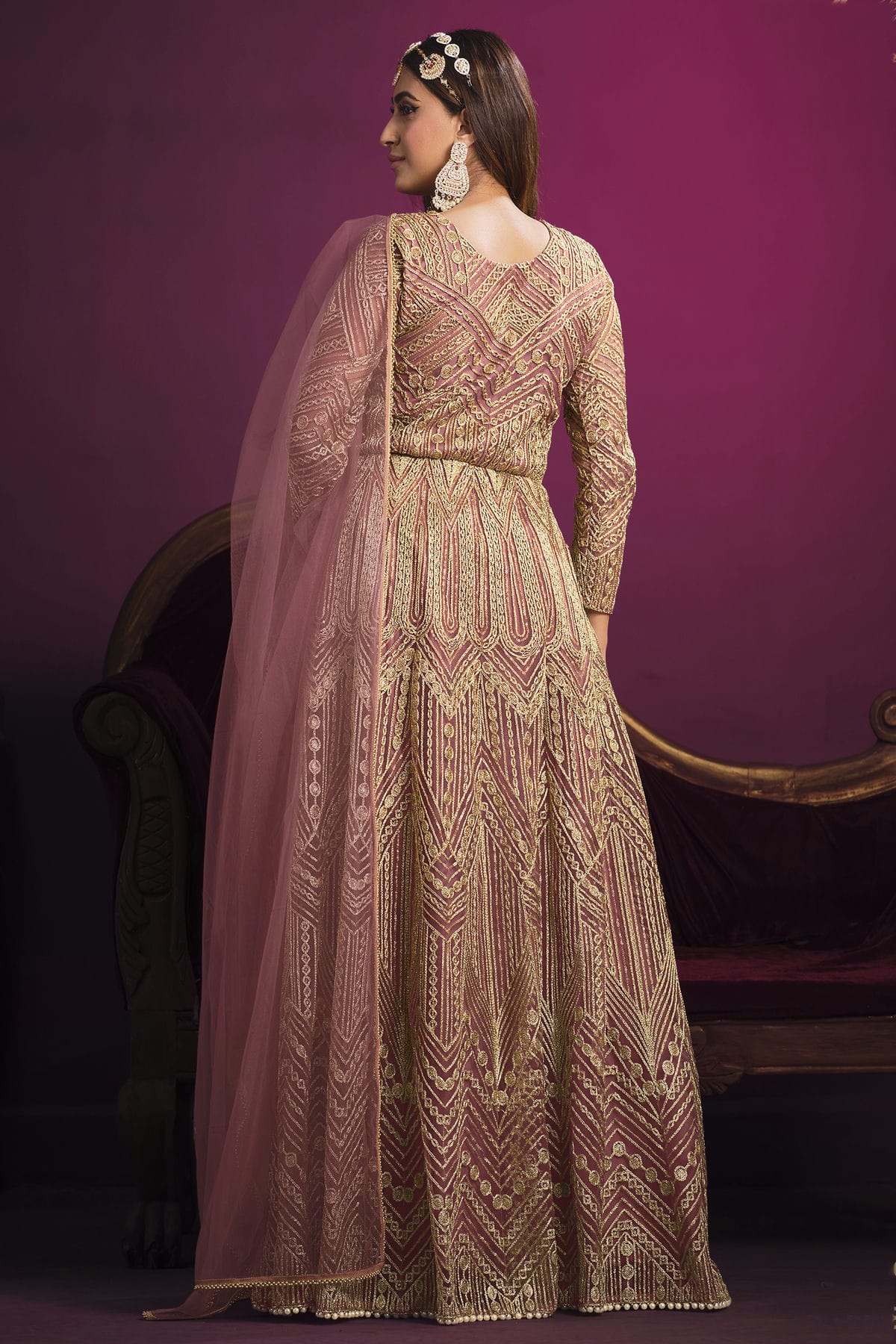 Pink Colour Semi Stitched Net Pant Style Suit VSSM1050401