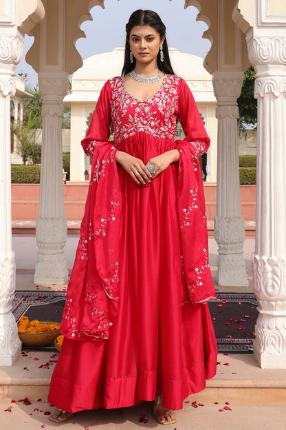 Pink Colour Semi Stitched Rangoli Silk Anarkali Suit VSSM1170034