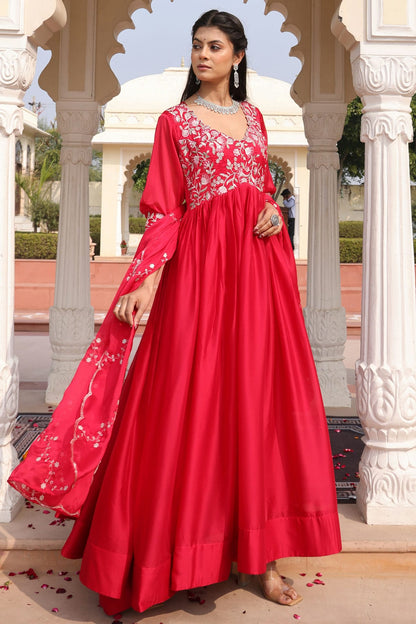 Pink Colour Semi Stitched Rangoli Silk Anarkali Suit VSSM1170034