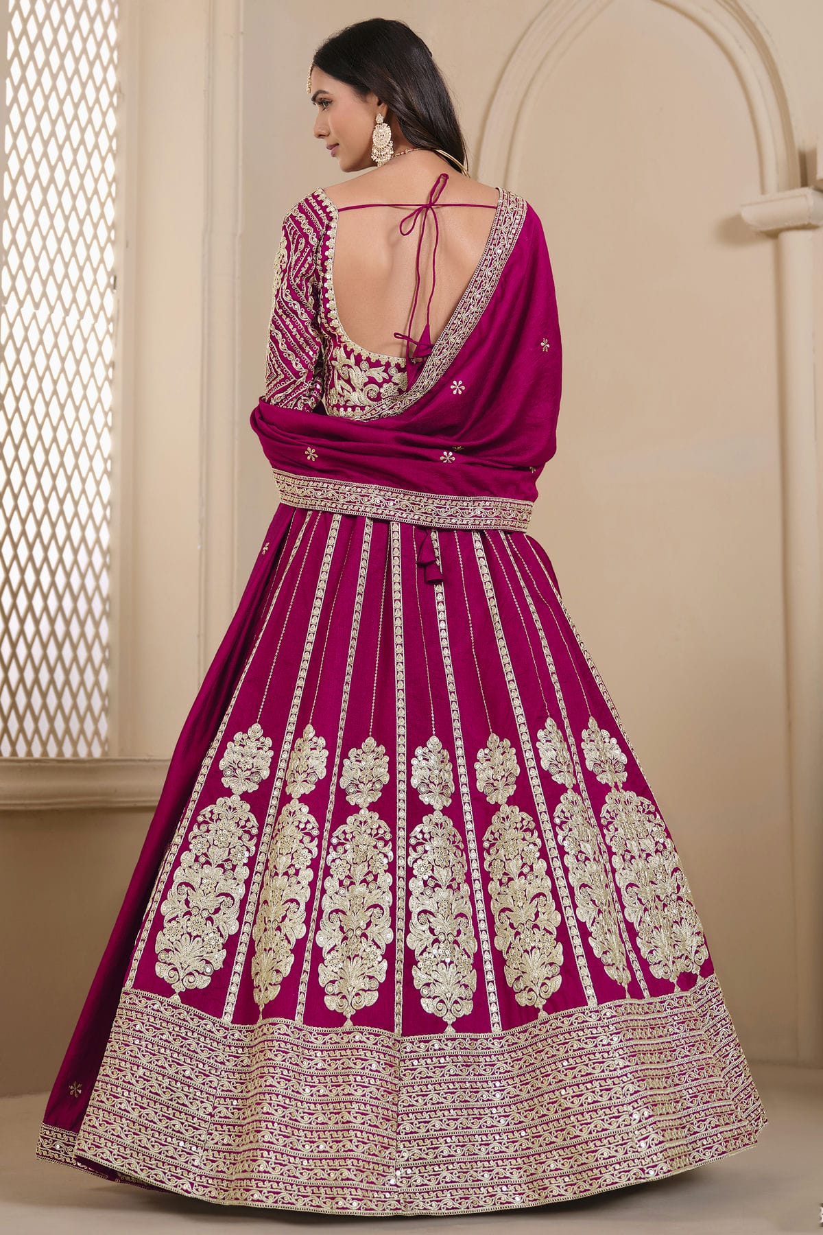 Pink Colour Semi Stitched Shimmer Art Silk Lehenga Choli