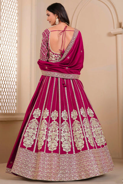 Pink Colour Semi Stitched Shimmer Art Silk Lehenga Choli