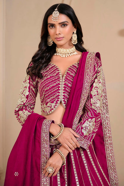 Pink Colour Semi Stitched Shimmer Art Silk Lehenga Choli