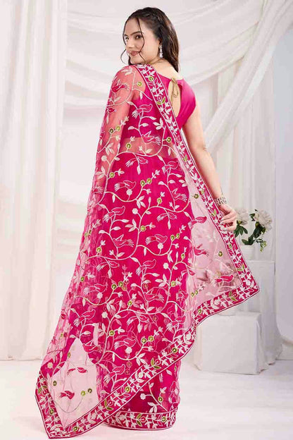 Pink Colour Soft Net Designer Saree VSSD1112862