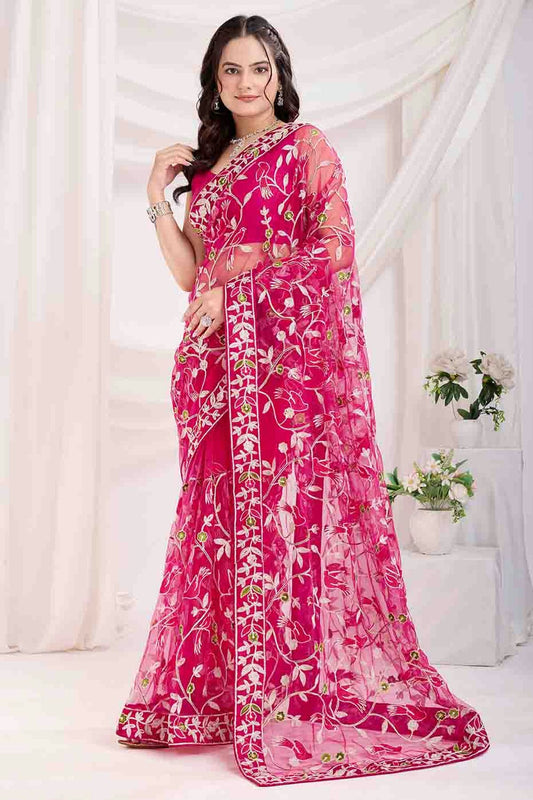 Pink Colour Soft Net Designer Saree VSSD1112862