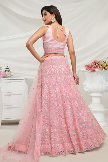 Pink Colour Soft Net Lehenga Choli VSLC1030024