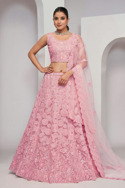 Pink Colour Soft Net Lehenga Choli VSLC1030053