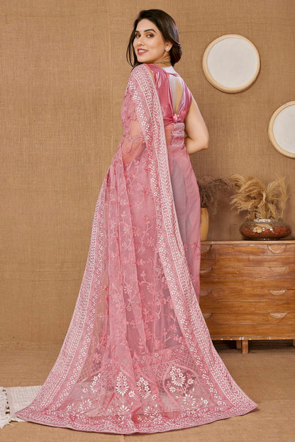 Pink Colour Soft Net Saree VSSD1110203