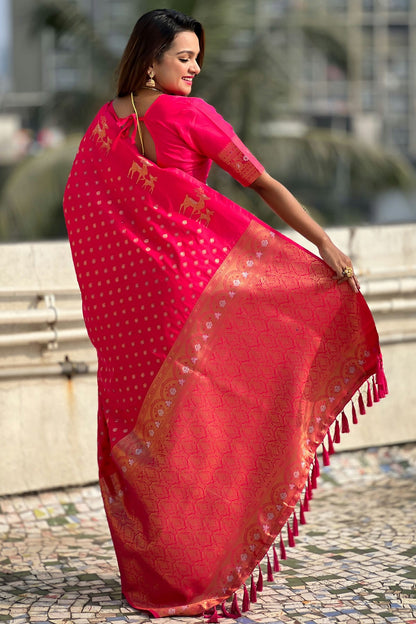 Pink Colour Soft Silk Traditional Saree