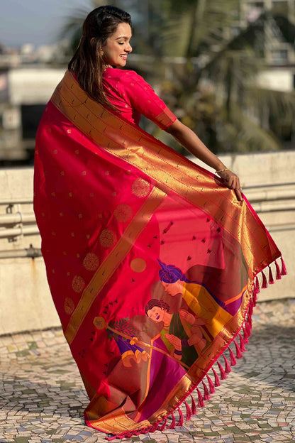 Pink Colour Soft Silk Traditional Saree