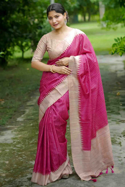 Pink Colour Tussar Silk Traditional Saree VSSD1260071