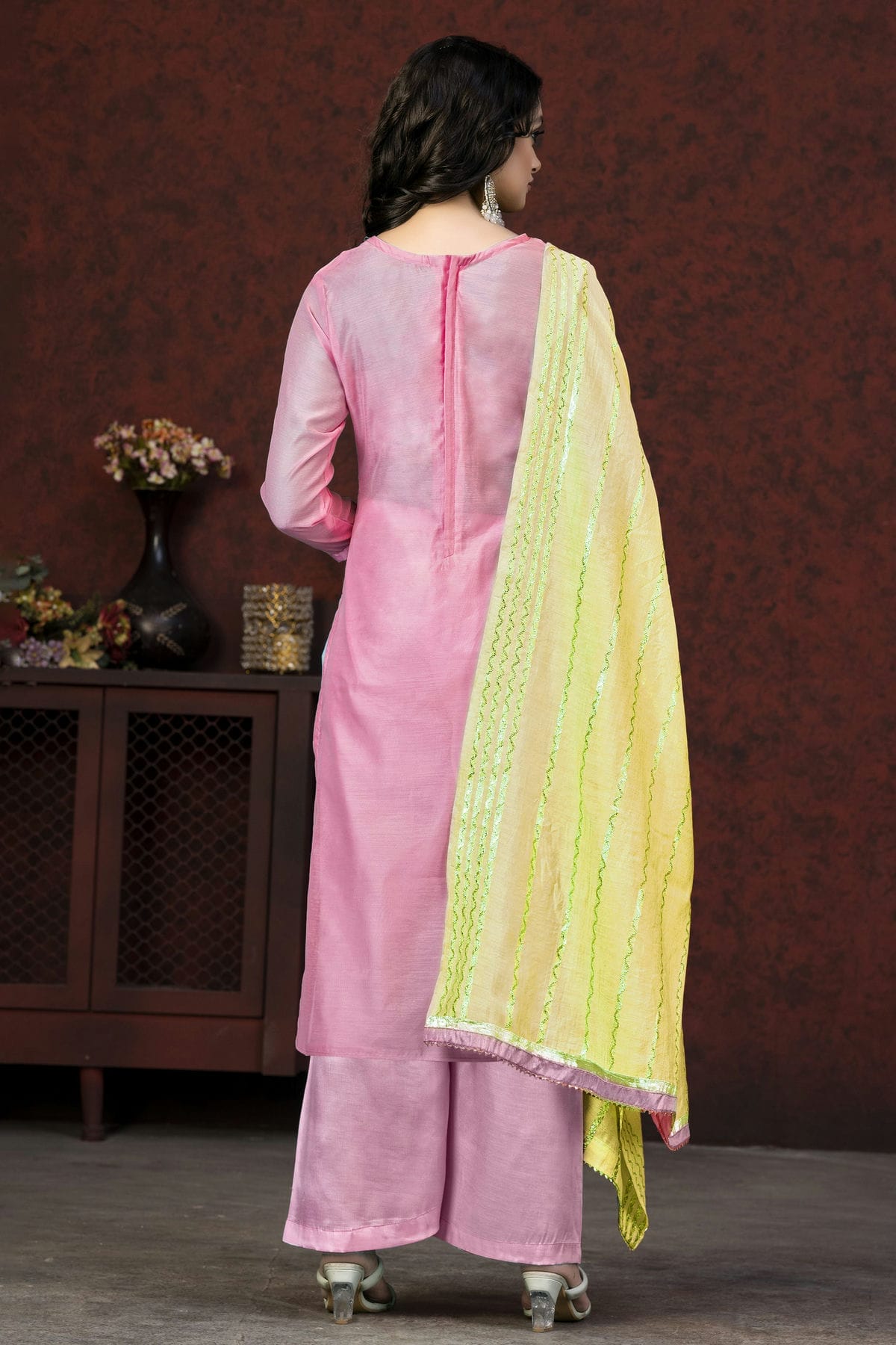 Pink Colour Unstitched Banarasi Jacquard Fabric Straight Suit VSUS1160891