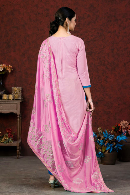 Pink Colour Unstitched Glass Cotton Fabric Straight Suit VSUS1160892