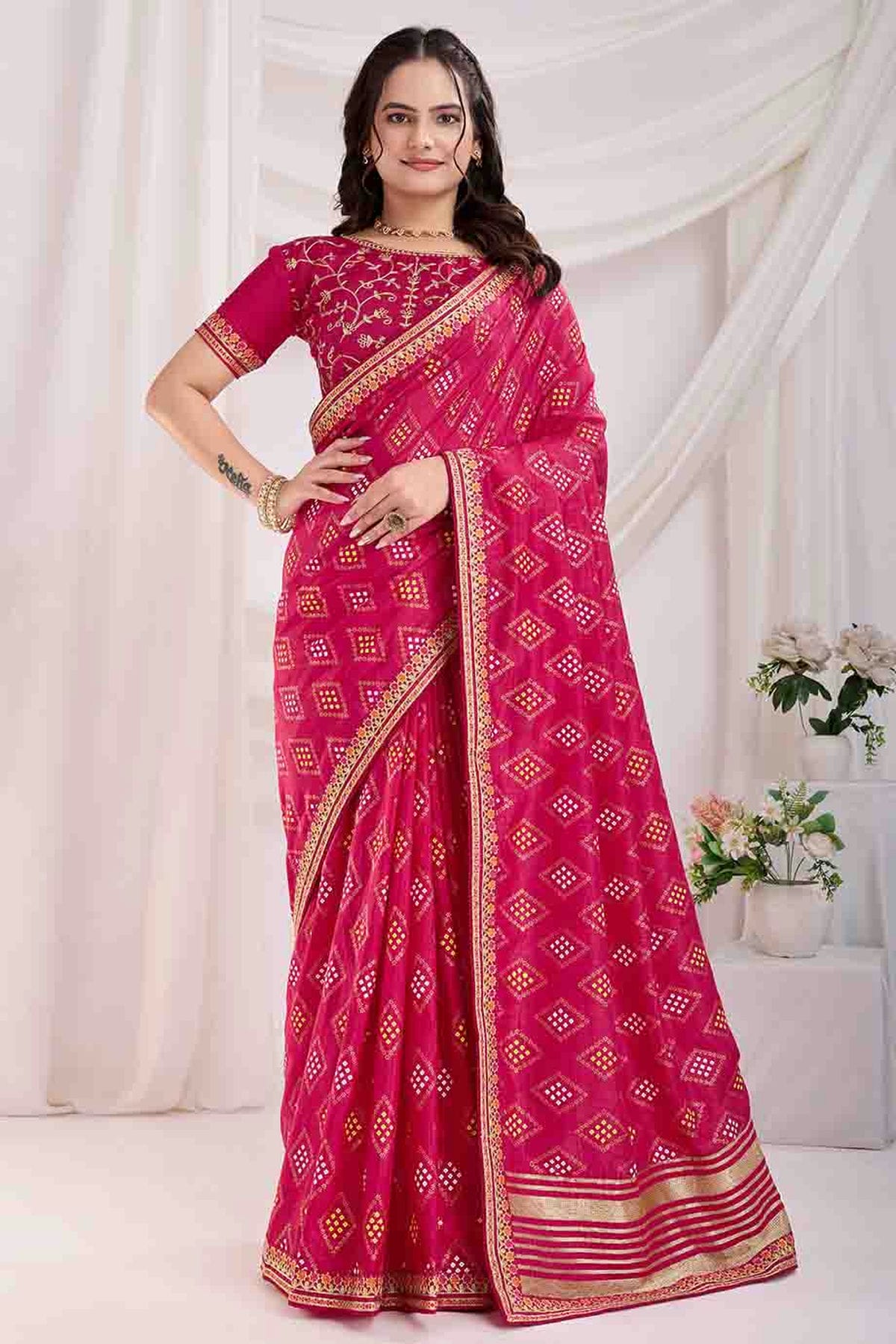 Pink Colour Vichitra Silk Designer Saree VSSD1112867