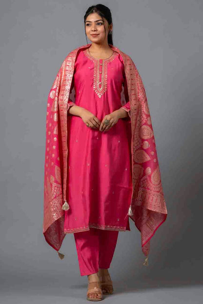 Pink Colour Viscose Chanderi Embroidery Pant Style Suit VSSS1113649