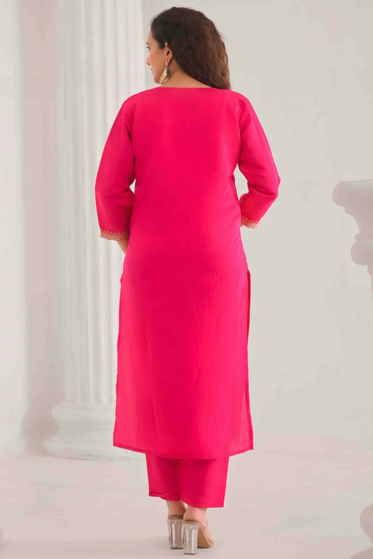 Pink Colour Viscose Chanderi Stitched Pant Style Suit VSSS1113892