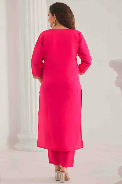 Pink Colour Viscose Chanderi Stitched Pant Style Suit VSSS1113892
