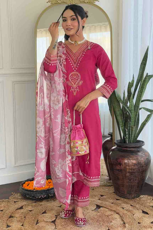 Pink Colour Viscose Rayon Stitched Suit VSSS1113299