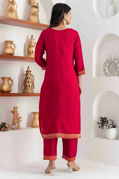 Pink Colour Viscose Silk Woven Pant Style Suit VSSS1113659