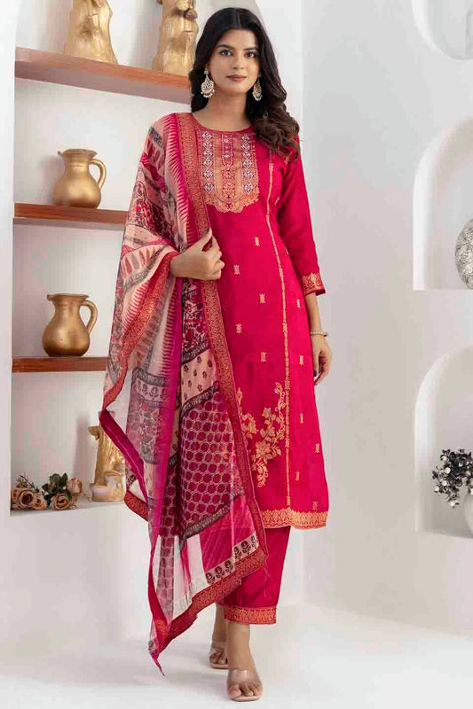 Pink Colour Viscose Silk Woven Pant Style Suit VSSS1113659