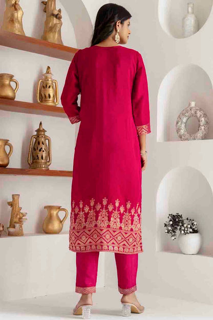 Pink Colour Viscose Silk Woven Pant Style Suit VSSS1113661