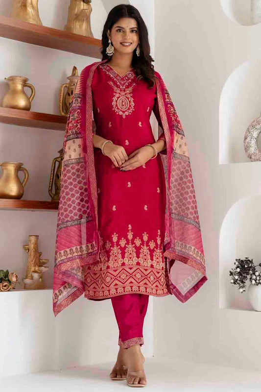 Pink Colour Viscose Silk Woven Pant Style Suit VSSS1113661