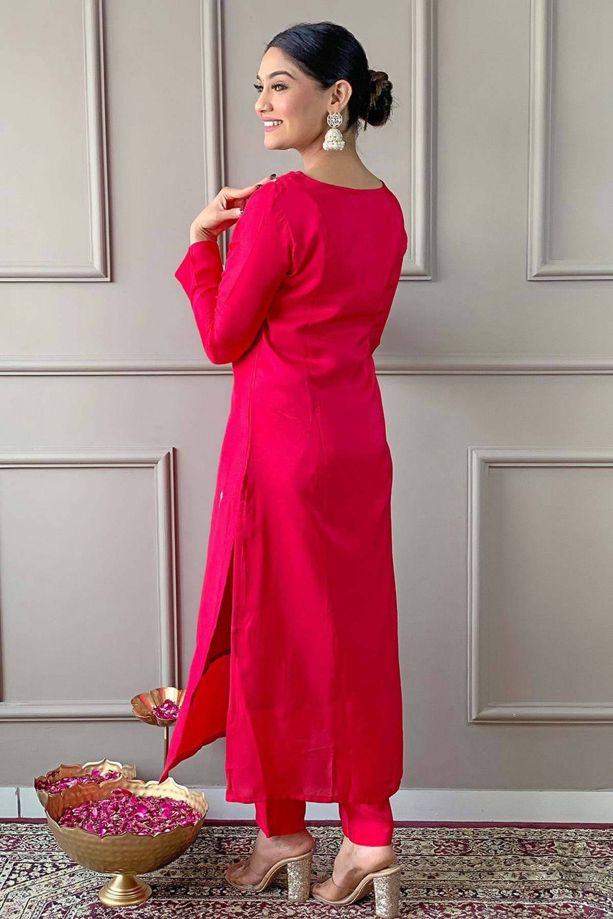 Pink Colour Viscose Stitched Salwar Suit
