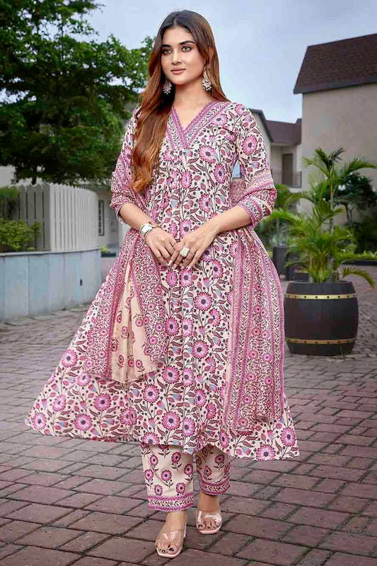 Pink Colour Viscose Stitched Suit VSSS1113335