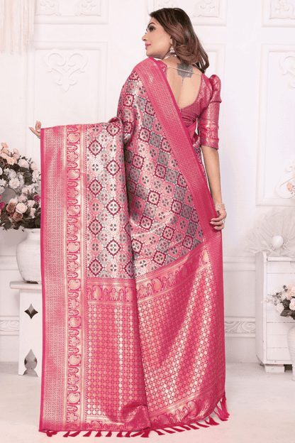Pink Colour Woven Work Banarasi Silk Traditional Saree
