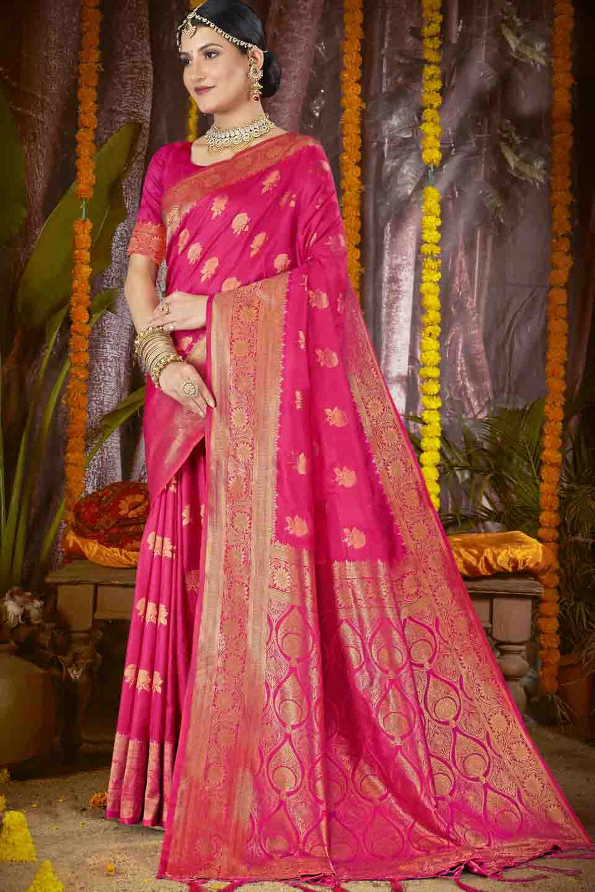 Pink Colour Woven Work Silk Traditional Saree VSSD1103423